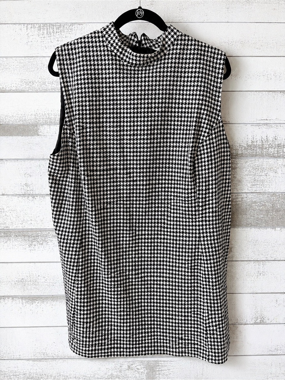 H&M Black & White Houndstooth Sleeveless Mock Neck Dress